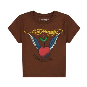 Baby Tees Ed Hardy Cherry Wings Baby Tee Damskie Cocoa | SBXEYD957