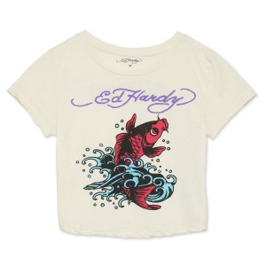 Baby Tees Ed Hardy Koi Fish Baby Tee Damskie Białe | FPERZQ401