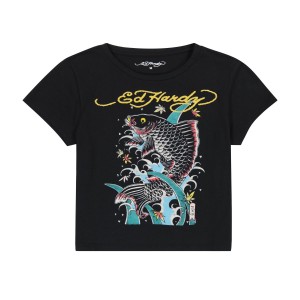 Baby Tees Ed Hardy Koi Splash Baby Tee Damskie Czarne | LXGPAH968