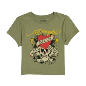 Baby Tees Ed Hardy Olive LKS Baby Tee Damskie Oliwkowe | DLOZHU468