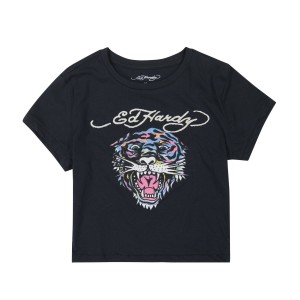 Baby Tees Ed Hardy Rainbow Tiger Baby Tee Damskie Czarne | AFUVEQ874