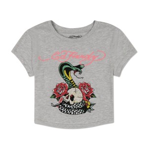 Baby Tees Ed Hardy Rose Cobra Baby Tee Damskie Szare | FKYOQT854