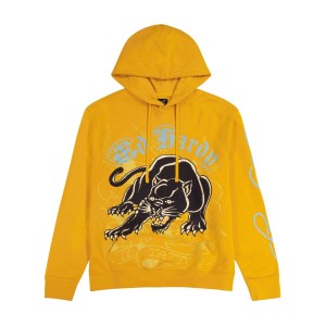 Bluza z Kapturem Ed Hardy Crouching Panther Hoodie Męskie Marigold | EDJZAF432