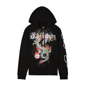 Bluza z Kapturem Ed Hardy Japan Dragon Mens Hoodie Męskie Czarne | ERLFVS862