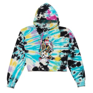 Bluza z Kapturem Ed Hardy Nyc Skull Cropped Fleece Hoodie Damskie Kolorowe | MPZQAK829