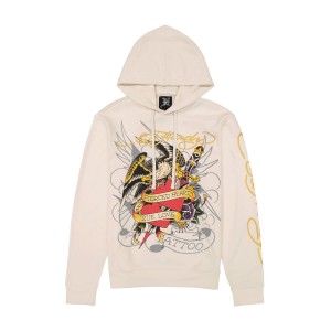 Bluza z Kapturem Ed Hardy Pierced Eagle Mens Hoodie Męskie Białe | OGQIDX941