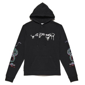 Bluza z Kapturem Ed Hardy Snake Hoodie Męskie Czarne | AGUBSQ826