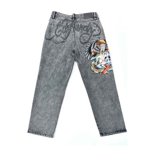 Denim Ed Hardy Battle Skull Loose Fit Jean Męskie Szare | SOAFZR862
