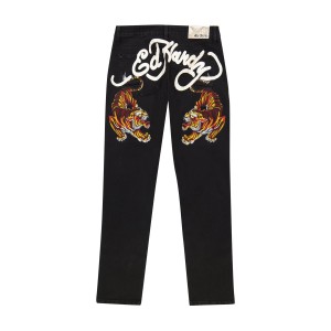 Denim Ed Hardy Crawling Tiger Slim Taper Jean Męskie Czarne | ZJCSNY896