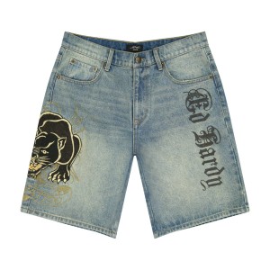 Denim Ed Hardy Crouching Panther Skater Shorts Męskie Głęboka | ETQVIO963