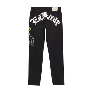 Denim Ed Hardy Dagger Skull Slim Taper Jean Męskie Czarne | FDYHGZ610