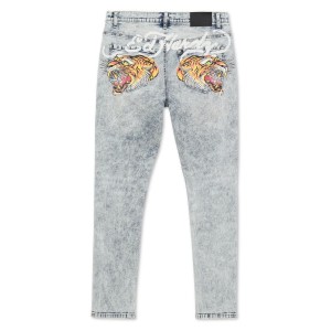 Denim Ed Hardy Screaming Tiger Slim Skinny Jean Męskie Destructed Acid | ZDVTOF932