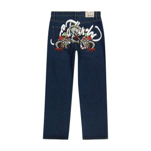 Denim Ed Hardy Skull Snakes Loose Fit Jean Męskie Indygo | IXGTLC295
