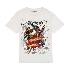 Koszulki Ed Hardy Pierced Eagle Tee Męskie Białe | WVBJXY395