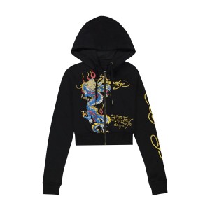 Spodnie Ed Hardy Cropped Dragon Hoodie Damskie Czarne | KNELXC645
