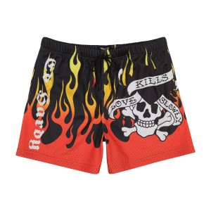 Spodnie Ed Hardy Fire LKS Skull Mens Short Męskie Czarne | BNQUPD269
