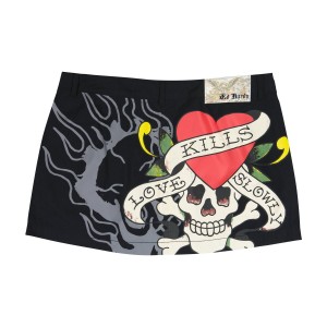 Spodnie Ed Hardy LKS Skull Poplin Mini Skirt Damskie Czarne | VECSWH968