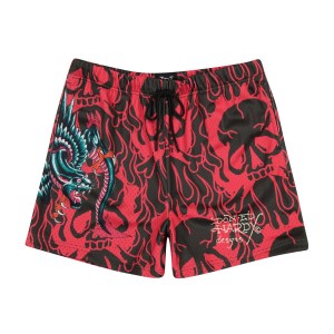 Spodnie Ed Hardy Panther Dragon Mesh Basketball Short Męskie Różowe | KSOFNQ905