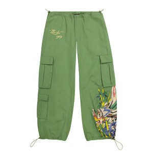 Spodnie Ed Hardy Peacock Poplin Cargo Pants Damskie Zielone | ARNJSK642