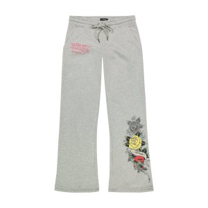 Spodnie Ed Hardy Rose Heart Sweatpants Damskie Szare | BGCKLM591