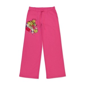 Spodnie Ed Hardy Tiger Crown Fleece Sweatpants Damskie Różowe | MHXVOQ016
