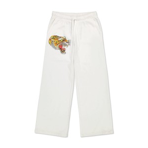 Spodnie Ed Hardy Tiger Fleece Sweatpants Damskie Białe | SXDECI283