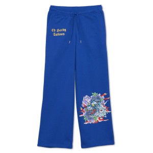 Spodnie Ed Hardy Tiger Lotus Flare Sweatpants Damskie Jasny Niebieskie | ICVSRZ958