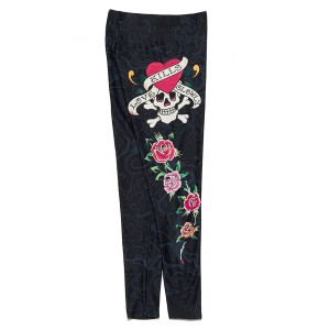 Spodnie Ed Hardy Y2k Tattoo Legging Damskie Czarne | KGVOWM943