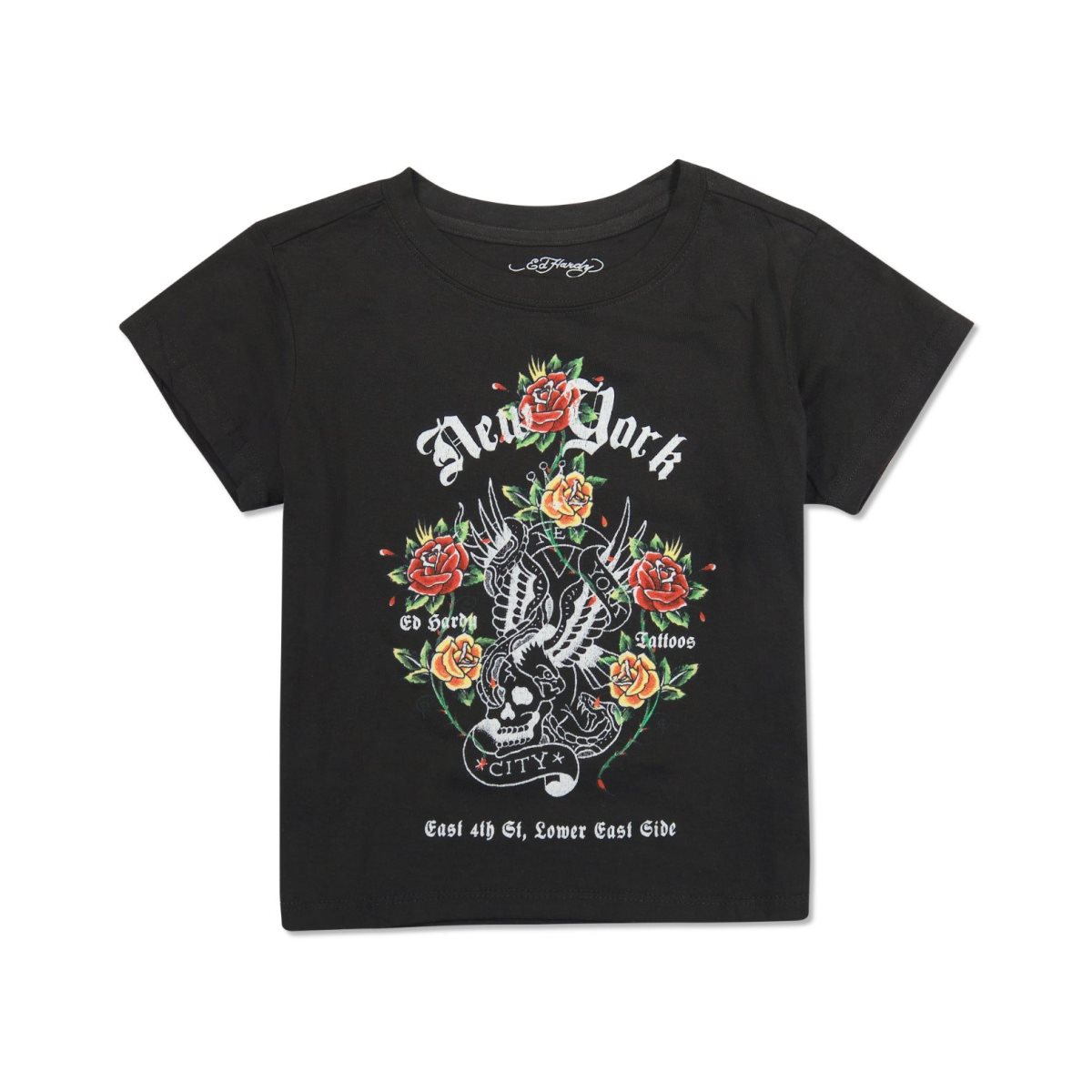 Baby Tees Ed Hardy NY Eagle Baby Tee Damskie Czarne | ANTLIC602