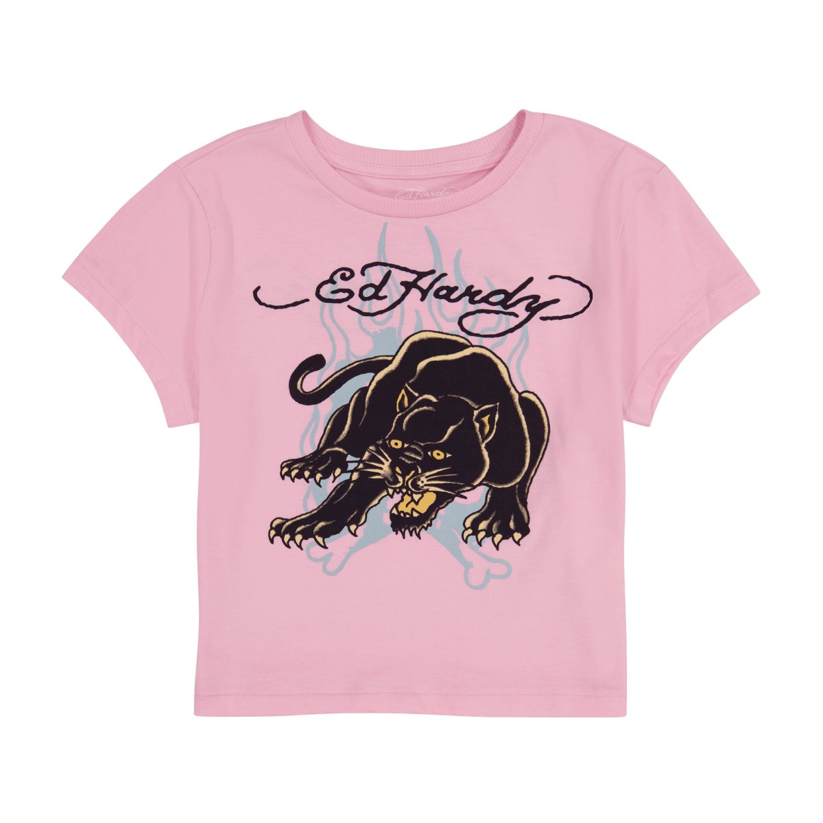 Baby Tees Ed Hardy Panther Flame Baby Tee Damskie Bubble Gum | TQDWCF382