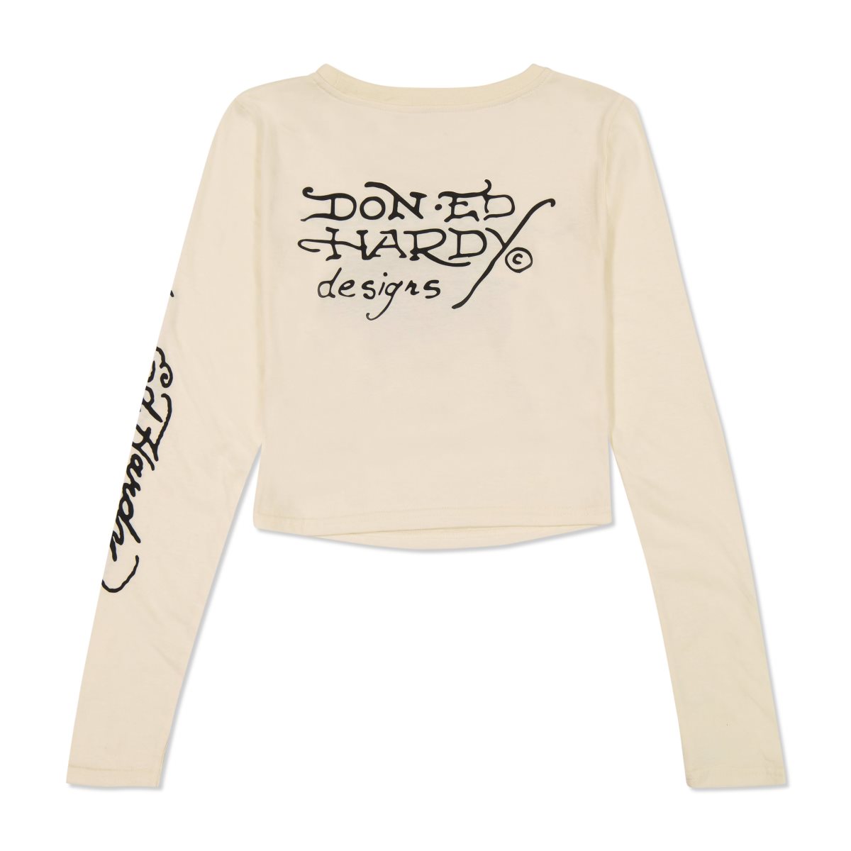 Baby Tees Ed Hardy Rhinestone Long Sleeve Hearts Baby Tee Damskie Białe | WBIXUL140