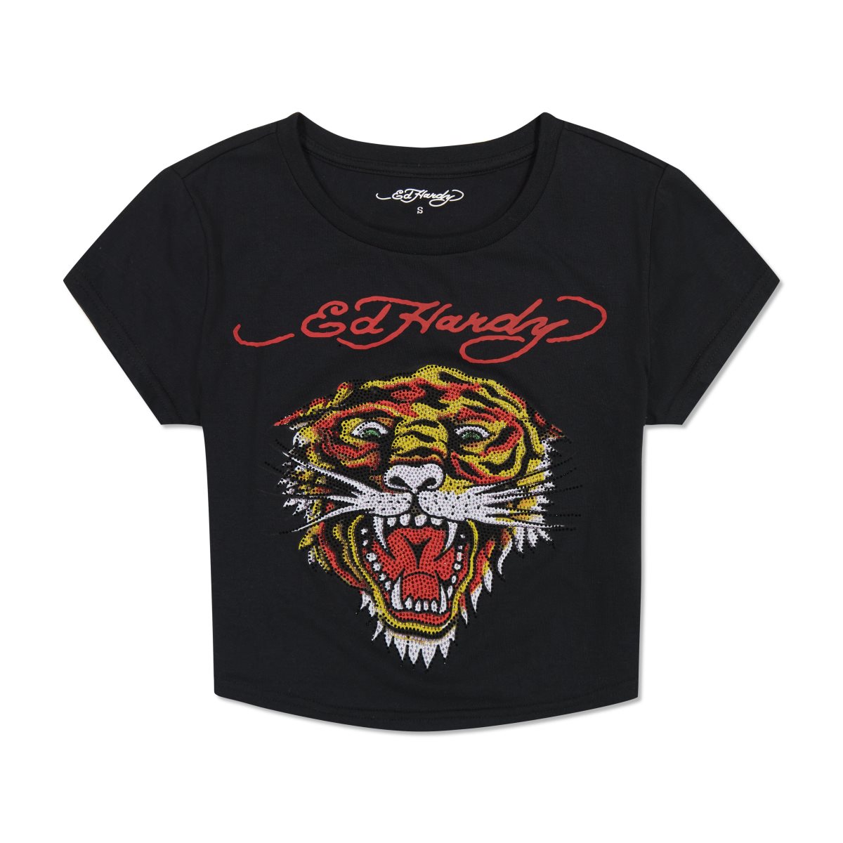 Baby Tees Ed Hardy Tiger Head Baby Tee Damskie Czarne | YIGUNA374