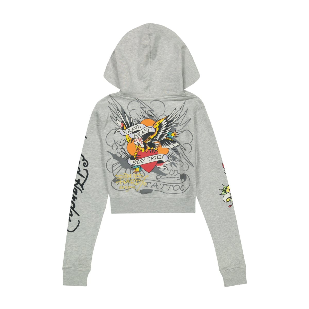 Bluza z Kapturem Ed Hardy Brave Eagle Cropped Hoodie Damskie Szare | WZVNEH892