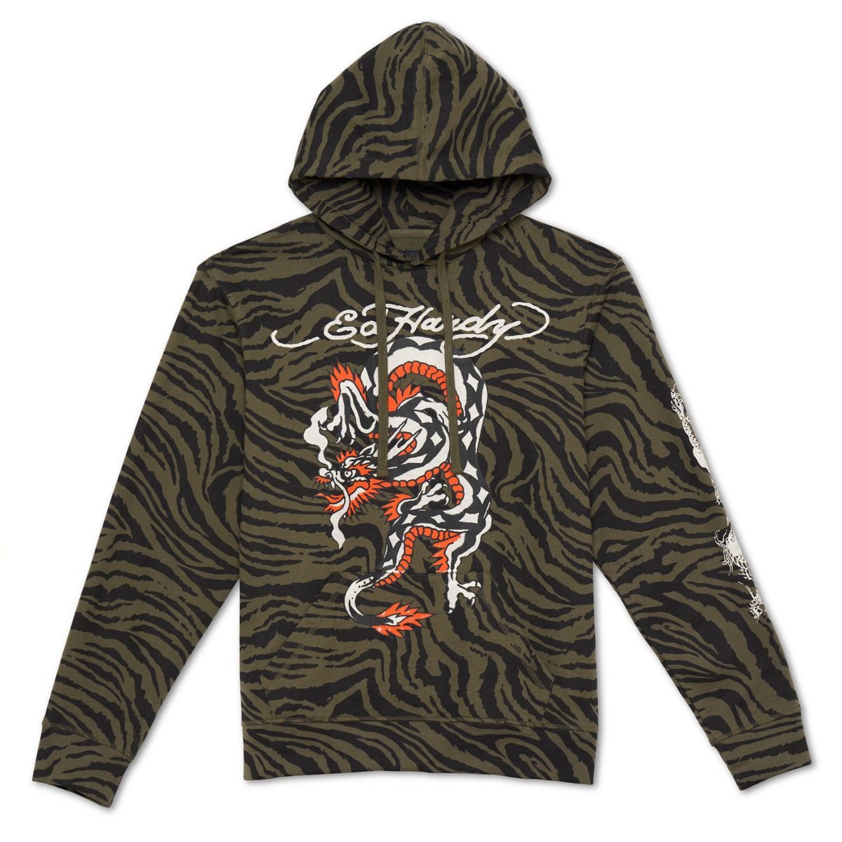 Bluza z Kapturem Ed Hardy Dragon Zebra Camo Hoodie Męskie Camo | NTXFDZ036