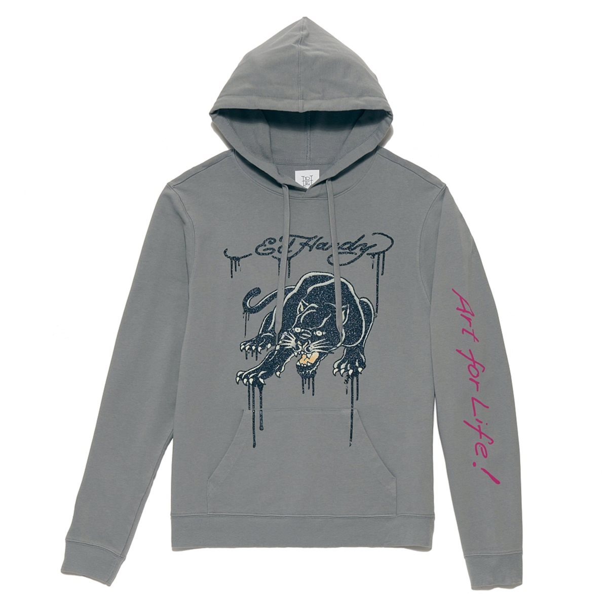 Bluza z Kapturem Ed Hardy Glitter Crouching Panther Hoodie Męskie Szare | WDAJYE960