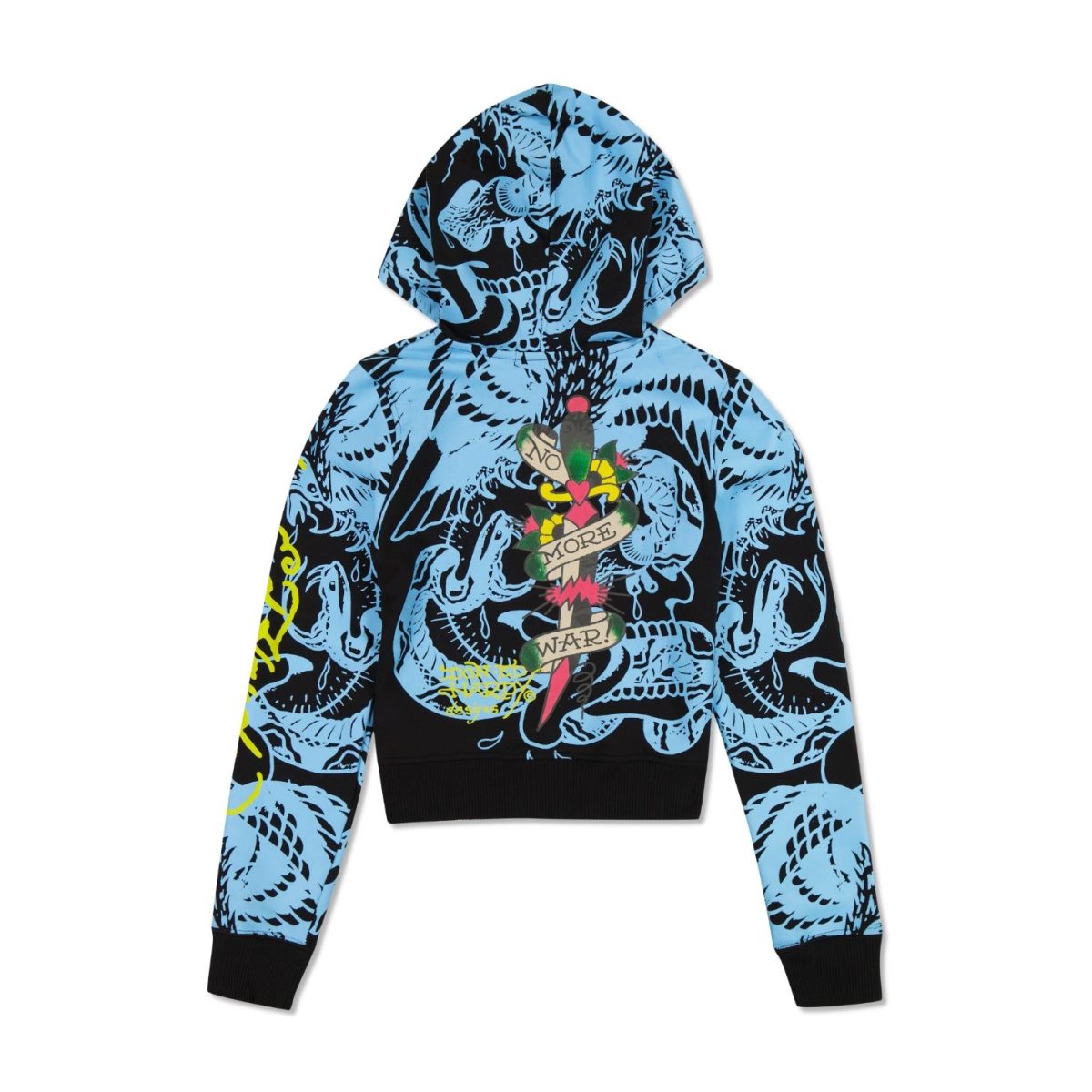 Bluza z Kapturem Ed Hardy LKS Skull Zip Cropped Fleece Hoodie Damskie Czarne | OTQMDR528