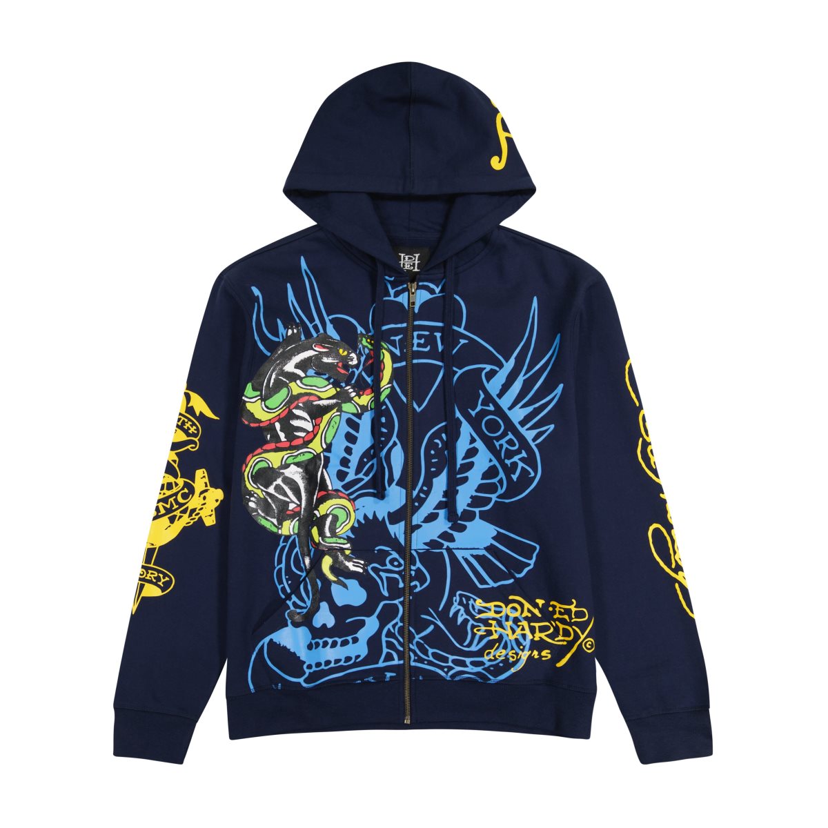 Bluza z Kapturem Ed Hardy Panther Bulldog Hoodie Męskie Midnight | GHNPSU290