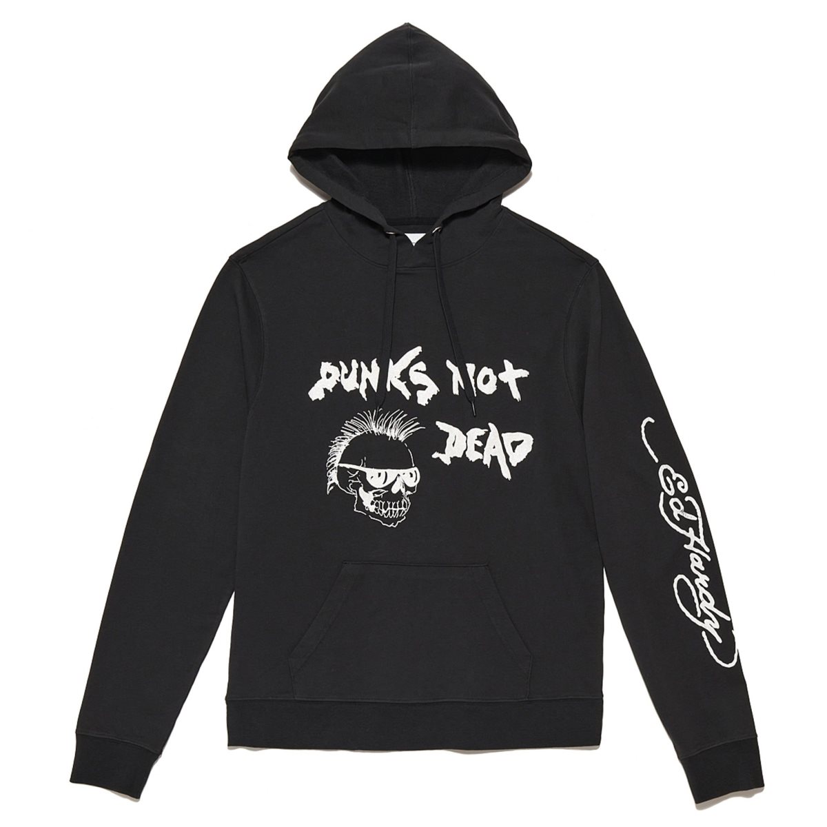 Bluza z Kapturem Ed Hardy Puff Glitter Punks Not Dead Hoodie Męskie Czarne | QYSZAC240