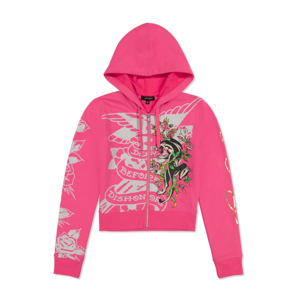 Bluza z Kapturem Ed Hardy Tiger Crown Zip Fleece Hoodie Damskie Różowe | TCELUA754