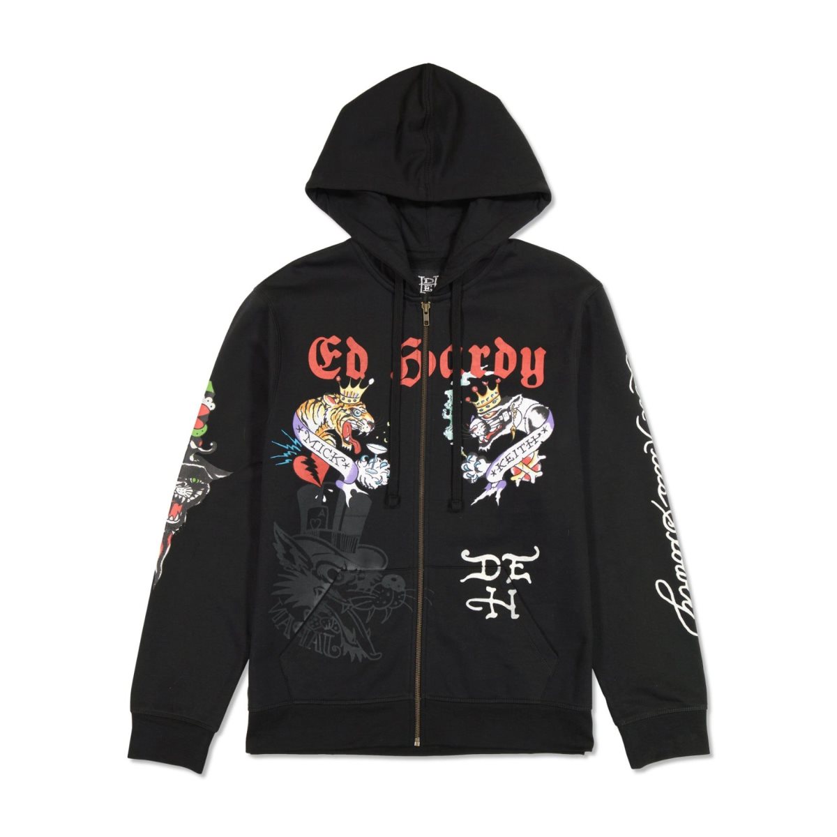 Bluza z Kapturem Ed Hardy Tiger Panther Hoodie Męskie Czarne | VQUPEH409