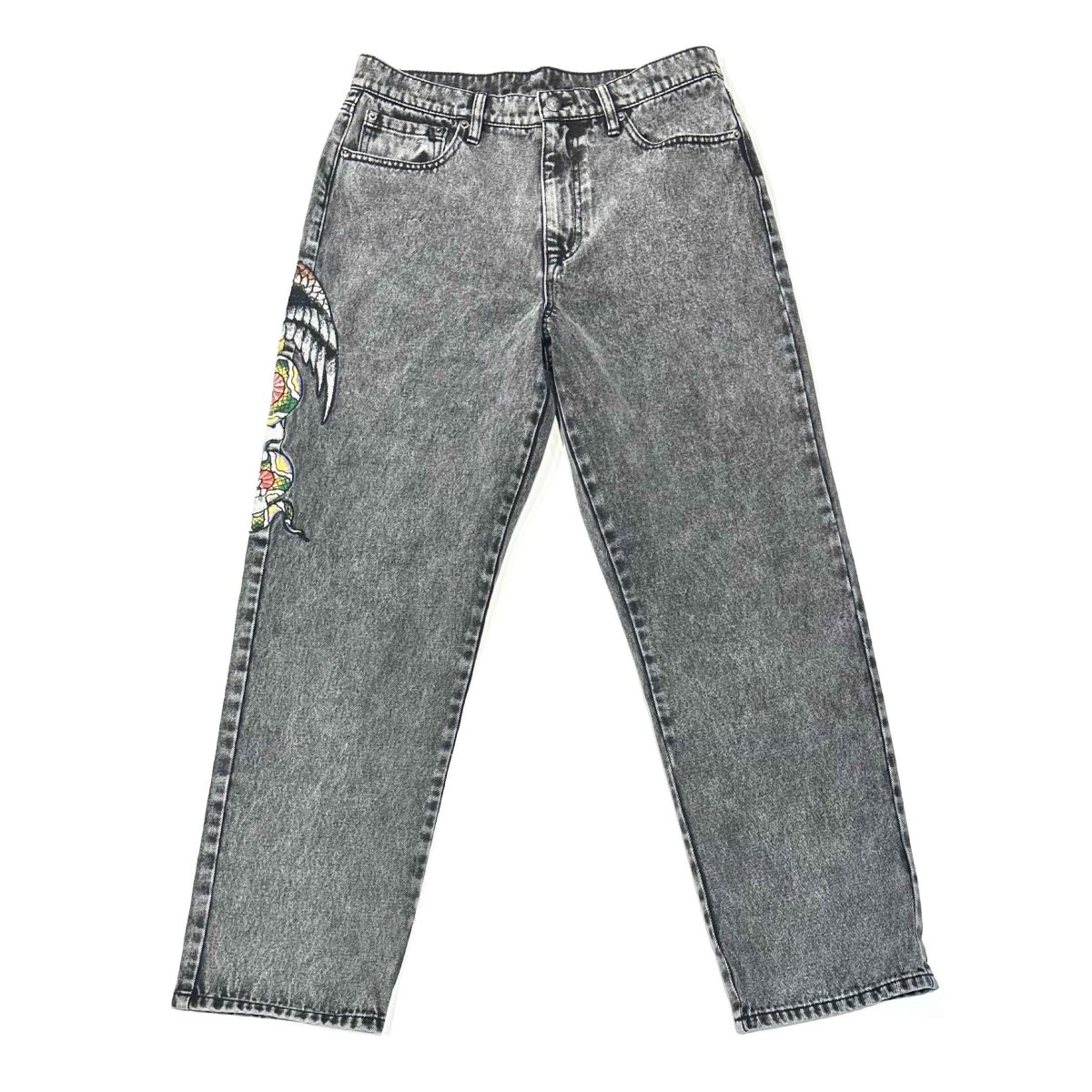 Denim Ed Hardy Battle Skull Loose Fit Jean Damskie Szare | LMRZEI354