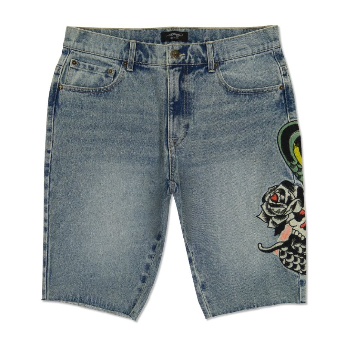 Denim Ed Hardy Cobra Denim Skater Short Męskie Głęboka | BMFDHL376