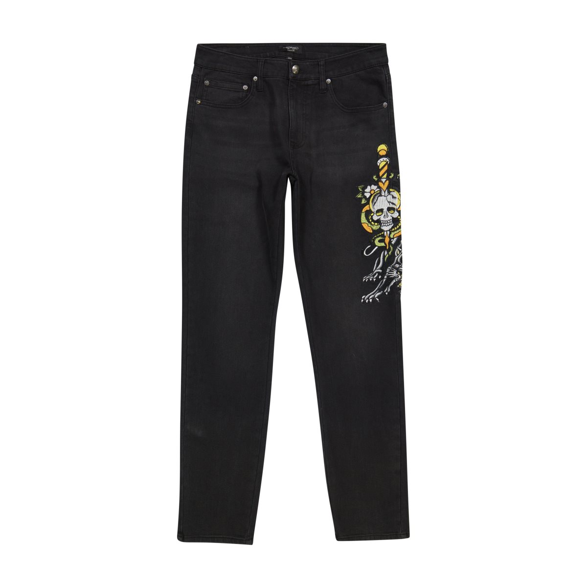 Denim Ed Hardy Dagger Skull Slim Taper Jean Damskie Czarne | NMCUWJ968