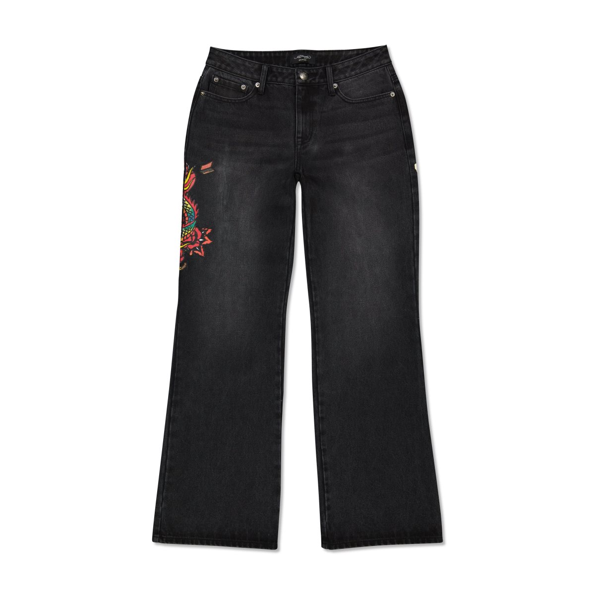 Denim Ed Hardy Dragon Low Waist Baggy Jean Damskie Czarne | HOBNRI892