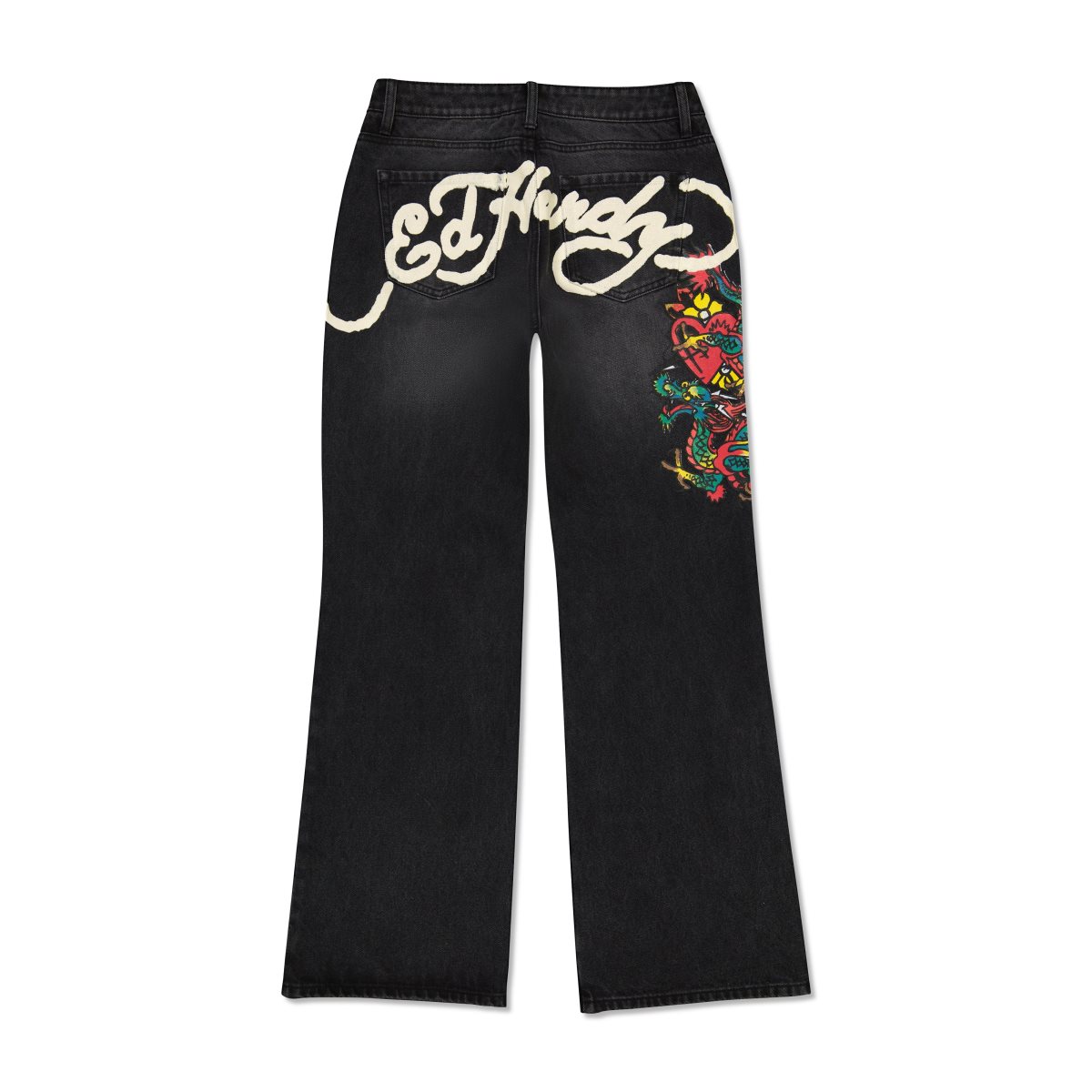 Denim Ed Hardy Dragon Low Waist Baggy Jean Damskie Czarne | HOBNRI892