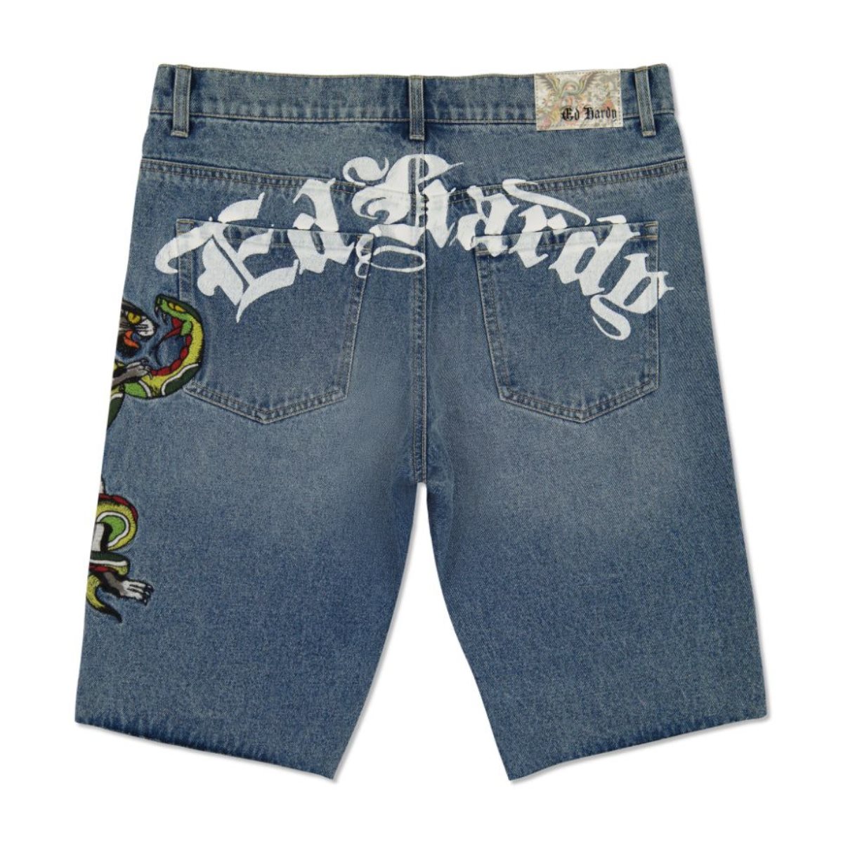 Denim Ed Hardy Panther Snake Denim Skater Short Męskie Med Vintage | PLBAHV491