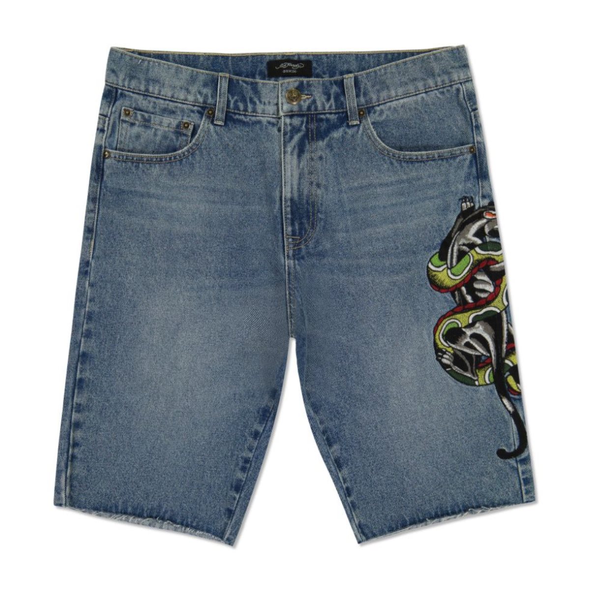 Denim Ed Hardy Panther Snake Denim Skater Short Męskie Med Vintage | PLBAHV491