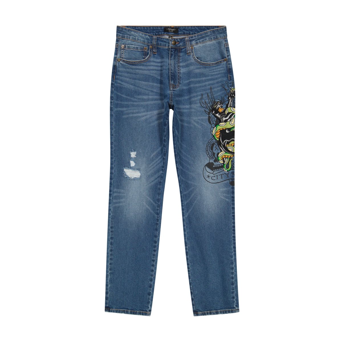 Denim Ed Hardy Panther Snake Slim Taper Jean Męskie Medium Tint | PDRSFJ024