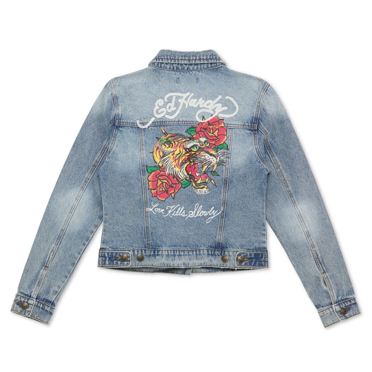 Denim Ed Hardy Screaming Tiger Denim Jacket Damskie Głęboka | PVBZDC547