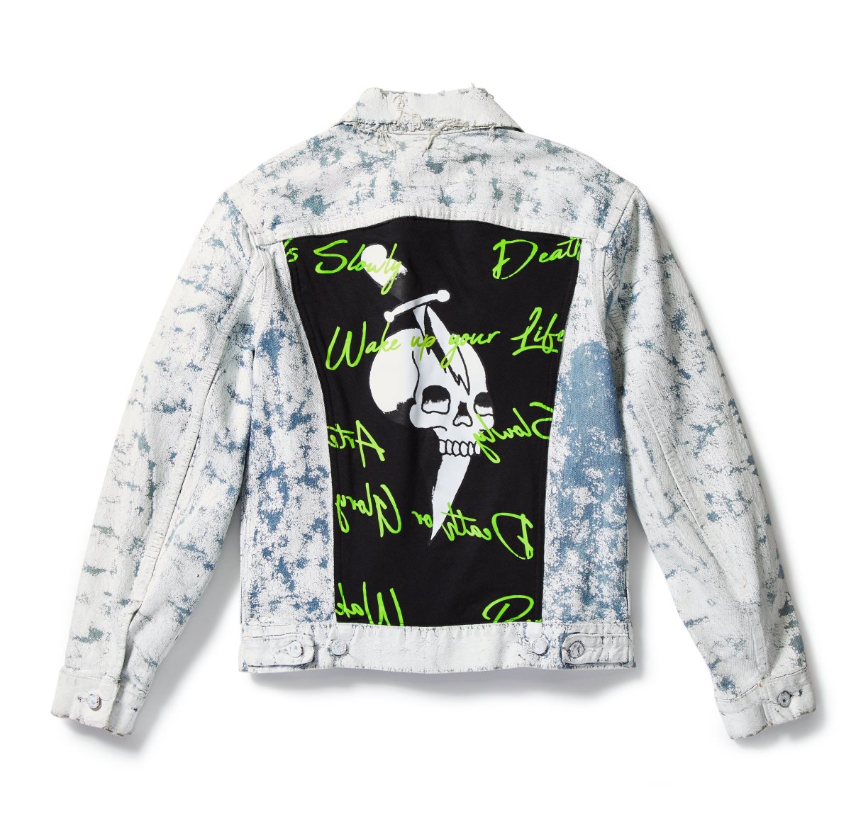 Denim Ed Hardy Skull Dagger Painted Denim Jacket Męskie Białe | LBCAKY798